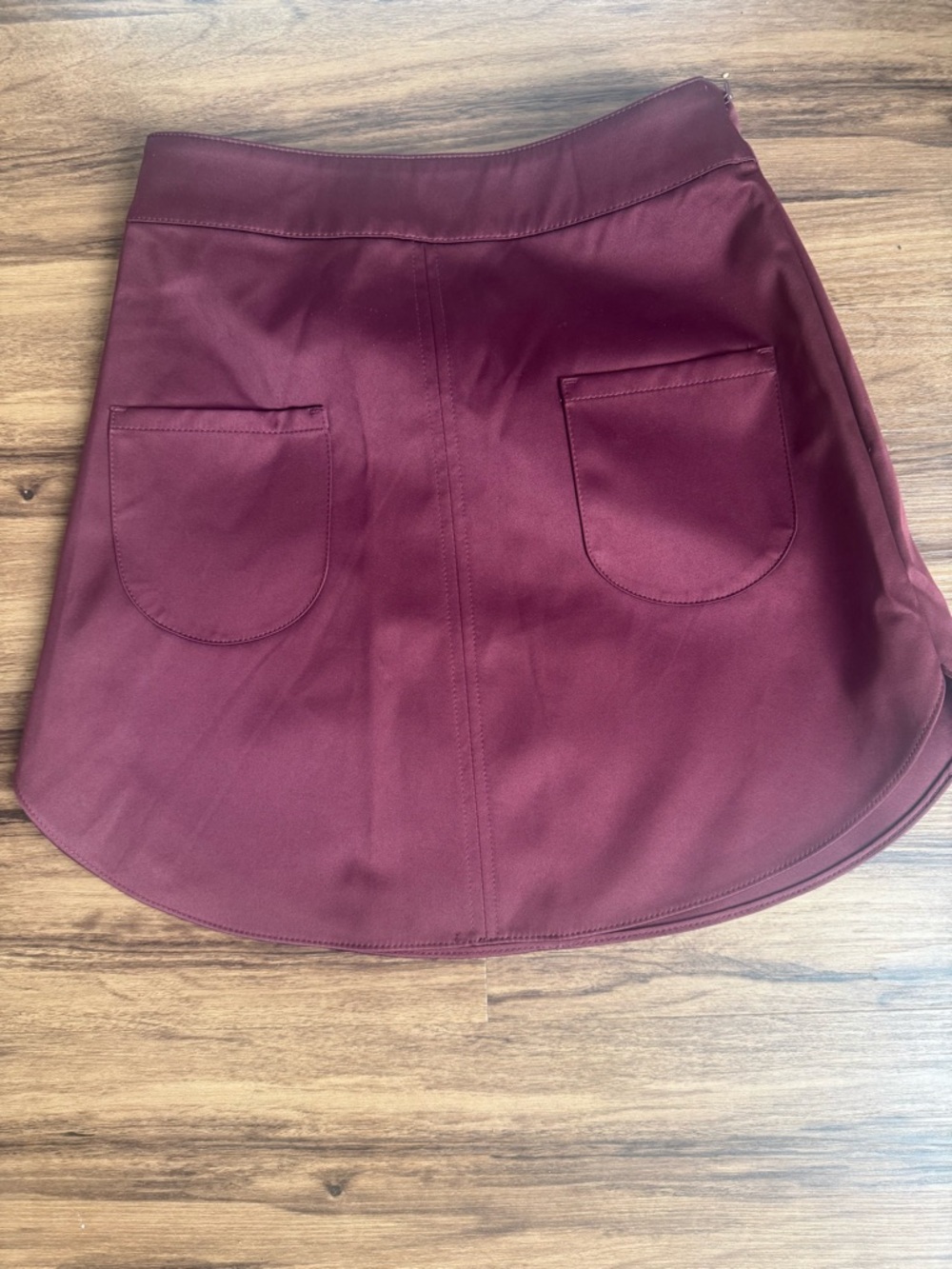 Divided Burgundy Circle Skirt with Patch Pockets